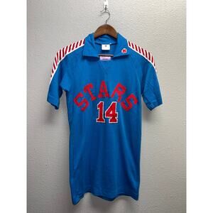 Vintage Descente Shirt Stars Team #14 Blue Red Design Rare 80s 1980s 70s Medium